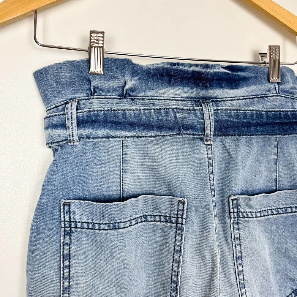 Free People Splendor In The Grass Denim Paperbag Waist Mini Skirt Size 6